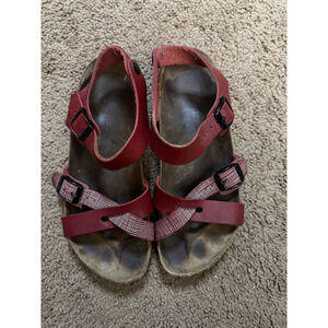 Women's Birkenstock Red CrissCross Sandals Size 8.5